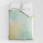 Floral Prints, Mint Green and Yellow, Modern Print Art Duvet Cover Gallery Image 6
