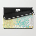 Floral Prints, Mint Green and Yellow, Modern Print Art Laptop Sleeve Gallery Image 2