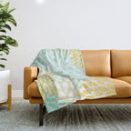 Floral Prints, Mint Green and Yellow, Modern Print Art Throw Blanket Gallery Image 1