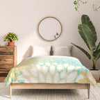 Floral Prints, Mint Green and Yellow, Modern Print Art Comforter Gallery Image 3