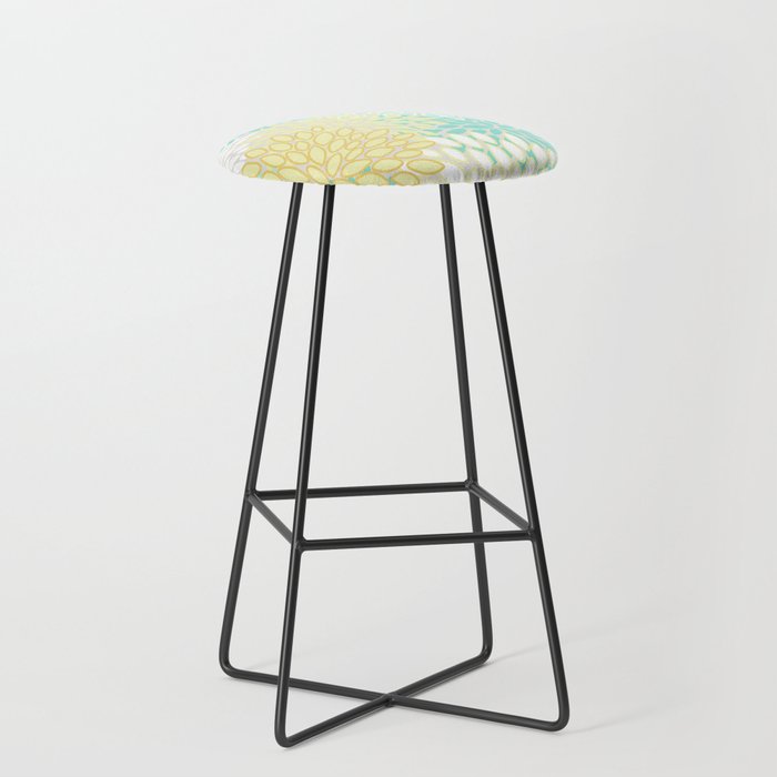 Floral Prints, Mint Green and Yellow, Modern Print Art Stool Gallery Image 1