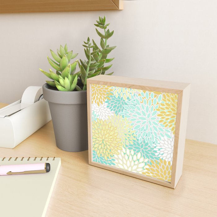 Floral Prints, Mint Green and Yellow, Modern Print Art Mini Art Print Gallery Image 2