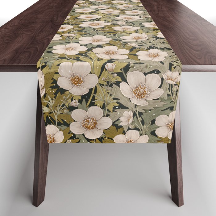 Floral Meadow In Spring Green Table Runner Gallery Image 1