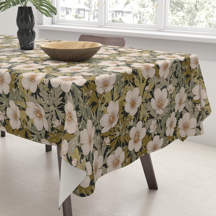 Floral Meadow In Spring Green Tablecloth Gallery Image 3