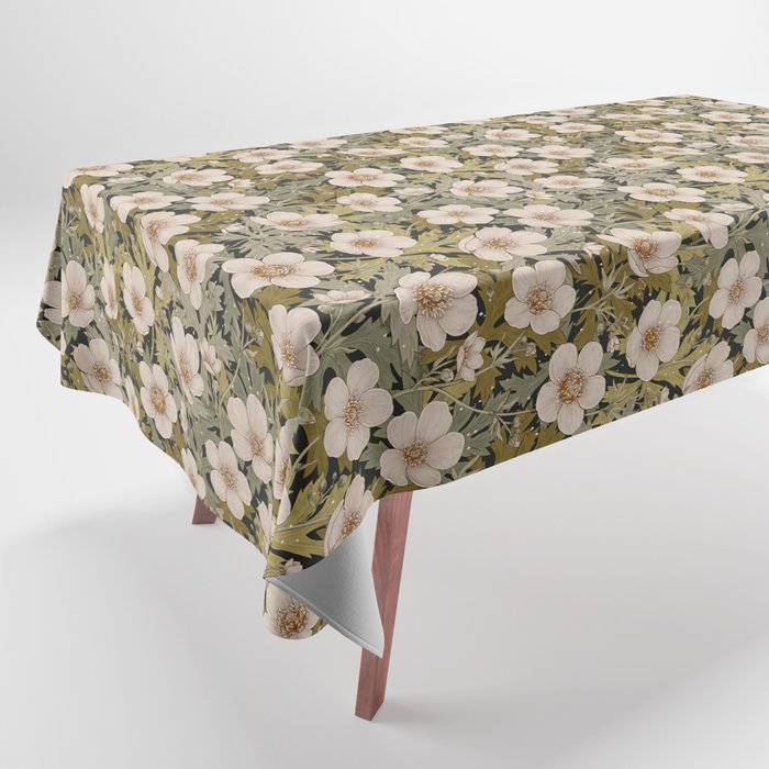 Floral Meadow In Spring Green Tablecloth Gallery Image 1