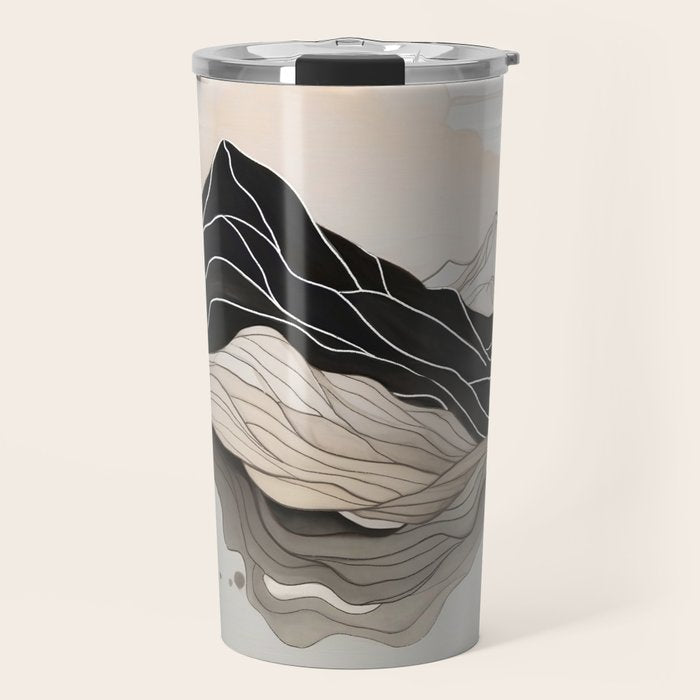 Japanese mountains, minimal ink print Travel Mug Gallery Image 1