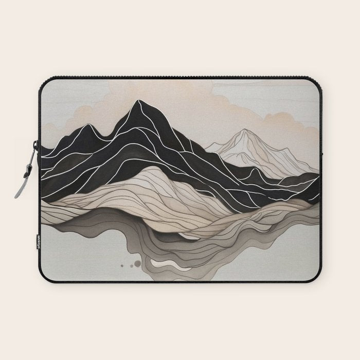 Japanese mountains, minimal ink print Laptop Sleeve Gallery Image 1