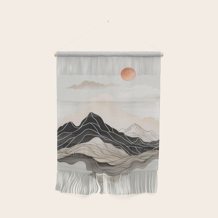 Japanese mountains, minimal ink print Wall Hanging Gallery Image 1