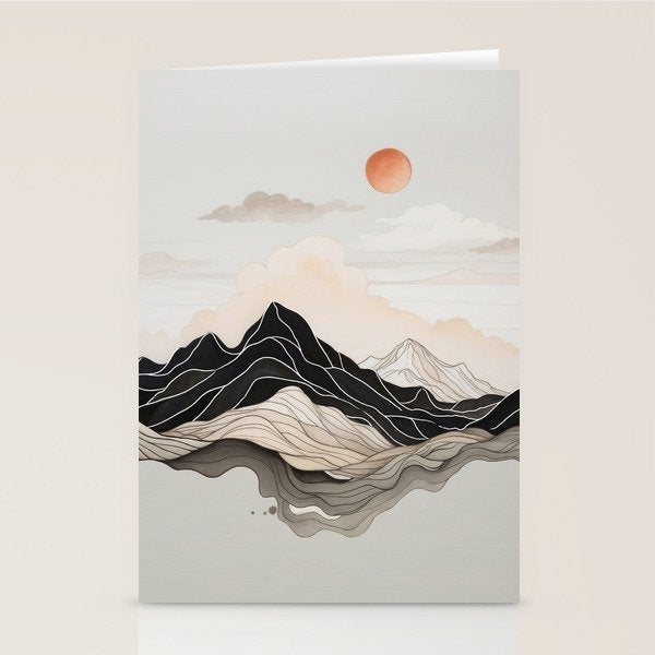 Japanese mountains, minimal ink print Stationery Card Gallery Image 2