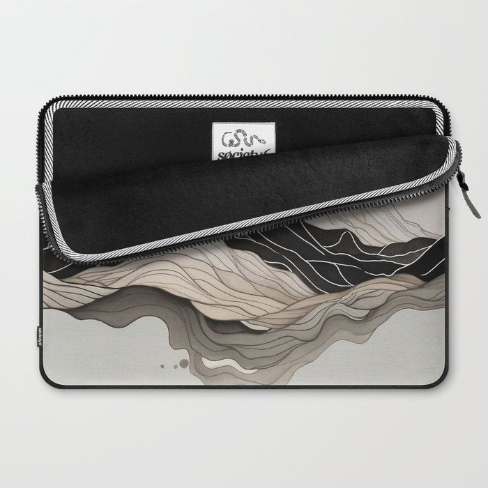 Japanese mountains, minimal ink print Laptop Sleeve Gallery Image 2