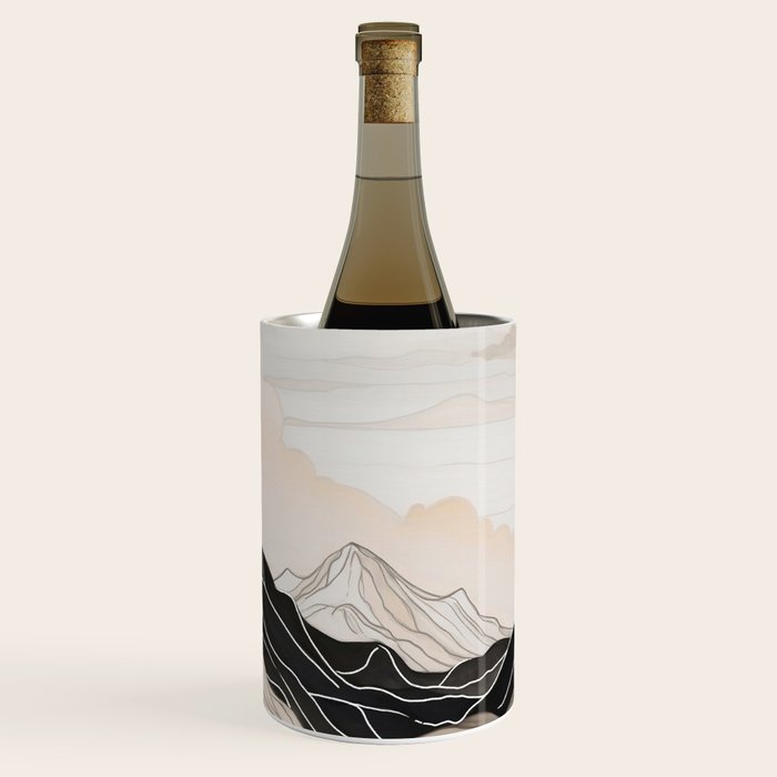 Japanese mountains, minimal ink print Wine Chiller Gallery Image 3