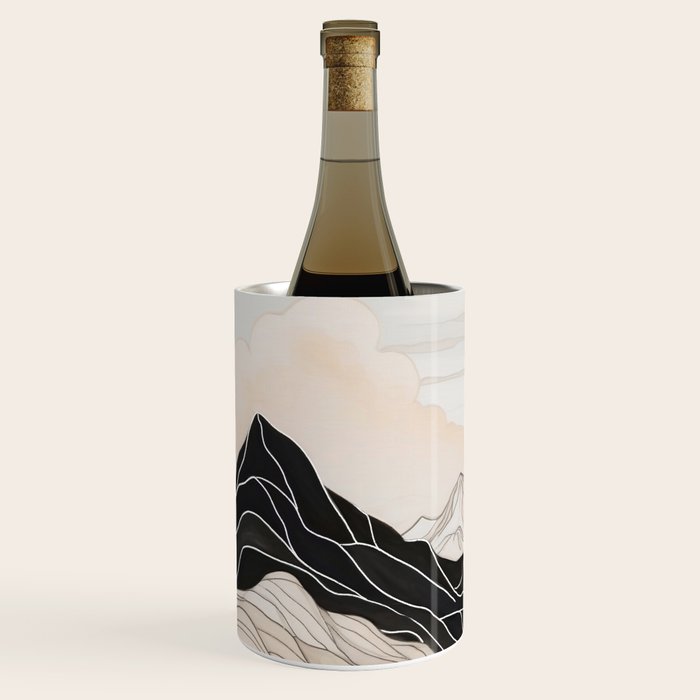 Japanese mountains, minimal ink print Wine Chiller Gallery Image 1