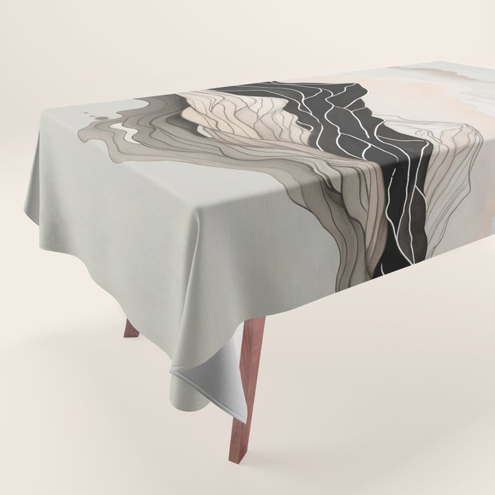 Japanese mountains, minimal ink print Tablecloth Gallery Image 1