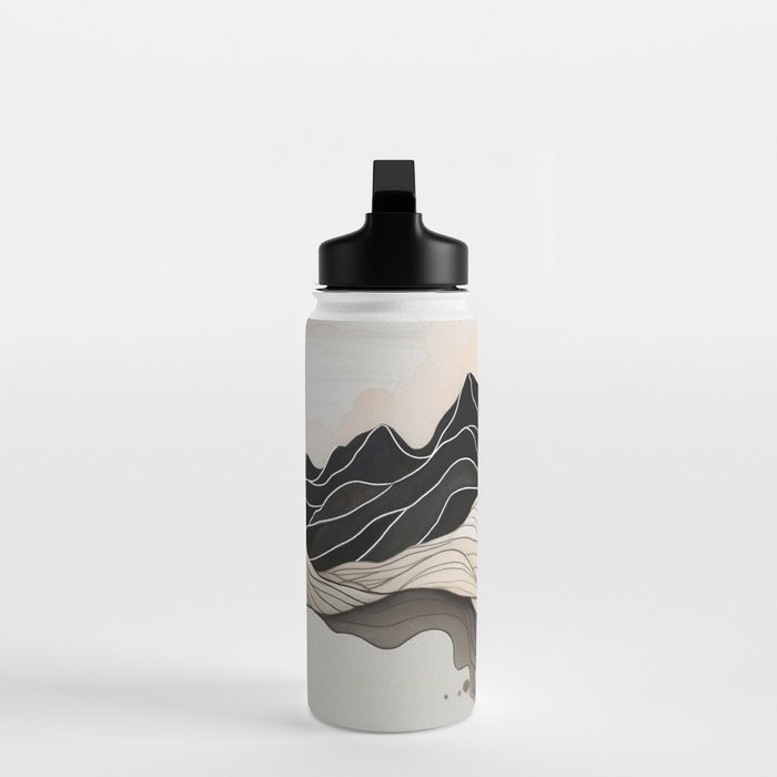 Japanese mountains, minimal ink print Water Bottle Gallery Image 3
