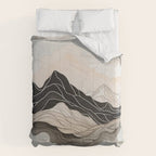 Japanese mountains, minimal ink print Comforter Gallery Image 6