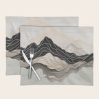 Japanese mountains, minimal ink print Placemat Gallery Image 1