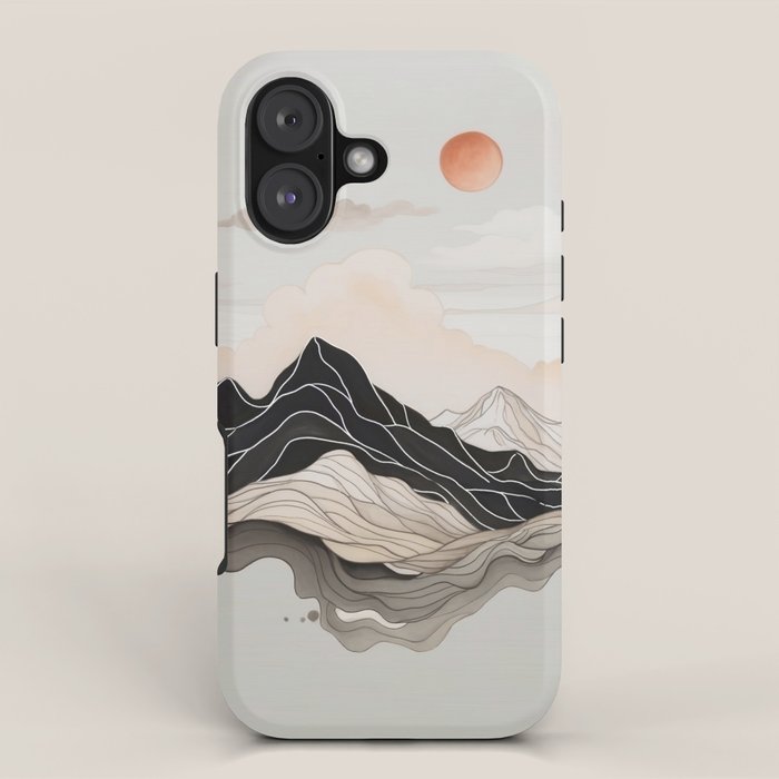Japanese mountains, minimal ink print iPhone Case Gallery Image 1