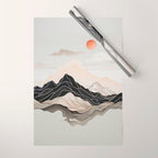 Japanese mountains, minimal ink print Wrapping Paper Gallery Image 1