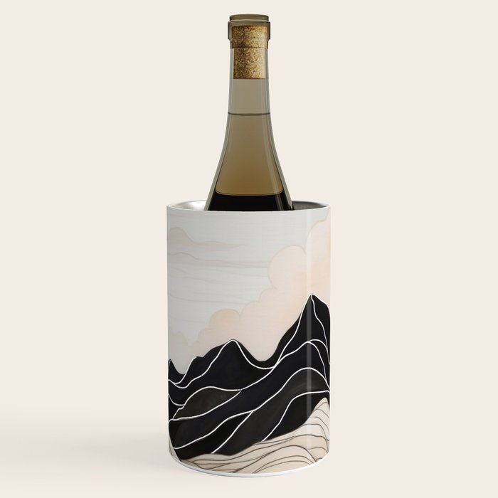 Japanese mountains, minimal ink print Wine Chiller Gallery Image 2