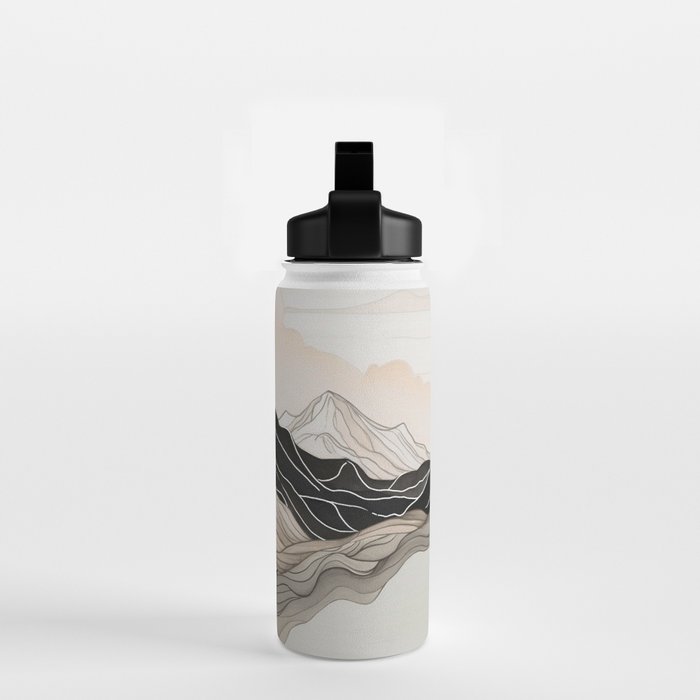 Japanese mountains, minimal ink print Water Bottle Gallery Image 2