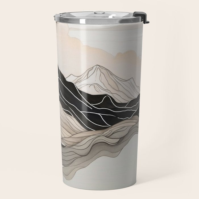 Japanese mountains, minimal ink print Travel Mug Gallery Image 2