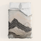 Japanese mountains, minimal ink print Duvet Cover Gallery Image 6