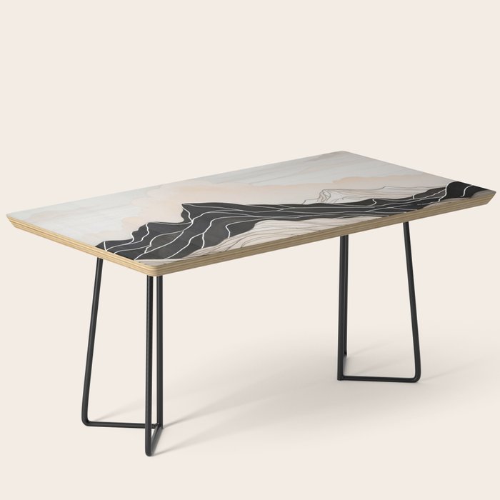 Japanese mountains, minimal ink print Coffee Table Gallery Image 1