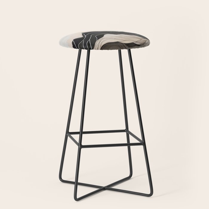 Japanese mountains, minimal ink print Stool Gallery Image 1