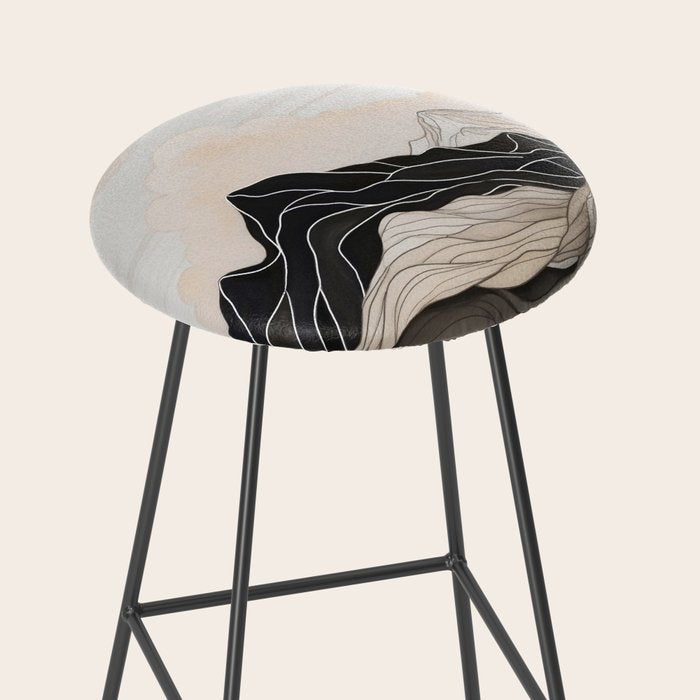 Japanese mountains, minimal ink print Stool Gallery Image 2