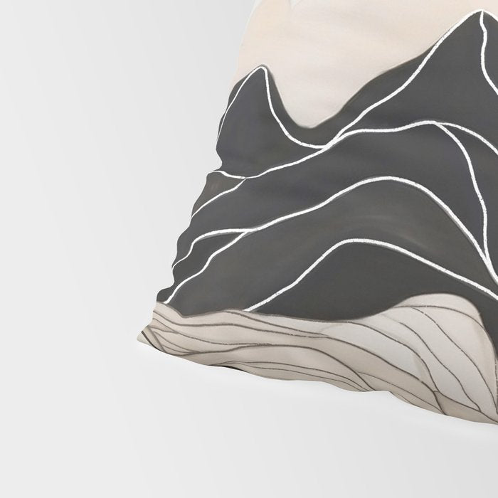 Japanese mountains, minimal ink print Pillow Sham Gallery Image 4