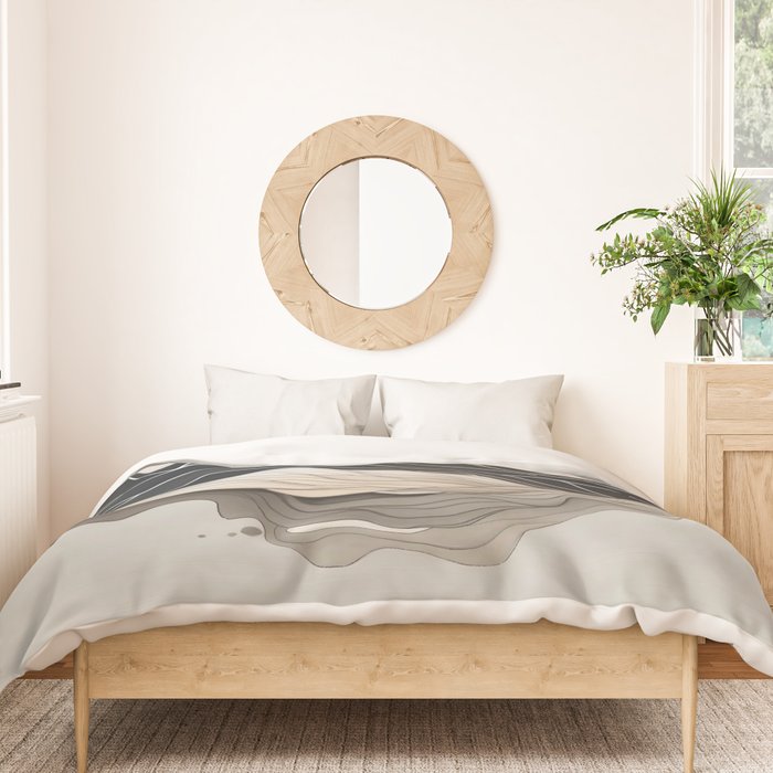 Japanese mountains, minimal ink print Duvet Cover Gallery Image 3