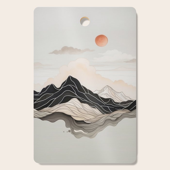 Japanese mountains, minimal ink print Cutting Board Gallery Image 1