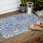 William Morris Strawberry Thief Powder Blue & Red Outdoor Rug Gallery Image 2