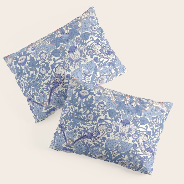 William Morris Strawberry Thief Powder Blue & Red Pillow Sham Gallery Image 1