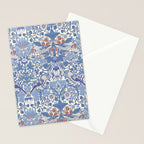 William Morris Strawberry Thief Powder Blue & Red Stationery Card Gallery Image 2