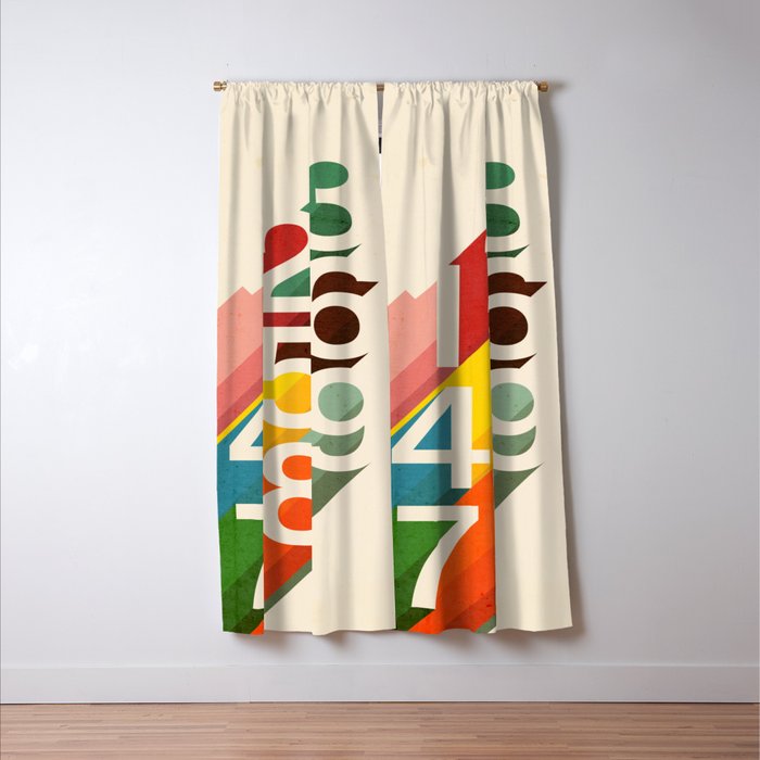 Retro Numbers Window Curtain Gallery Image 3