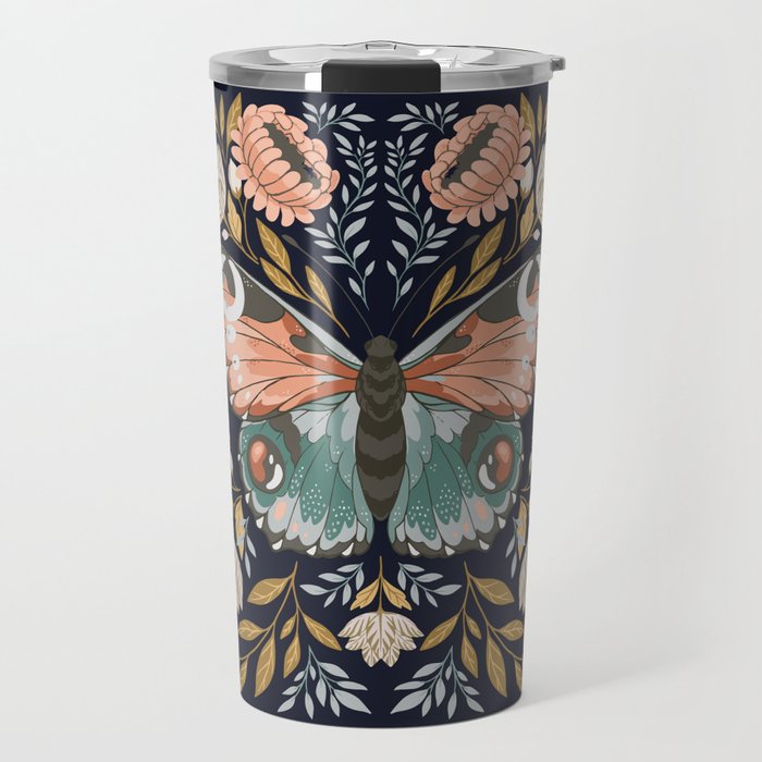 William Morris Butterfly - Midnight Garden Travel Mug Gallery Image 1