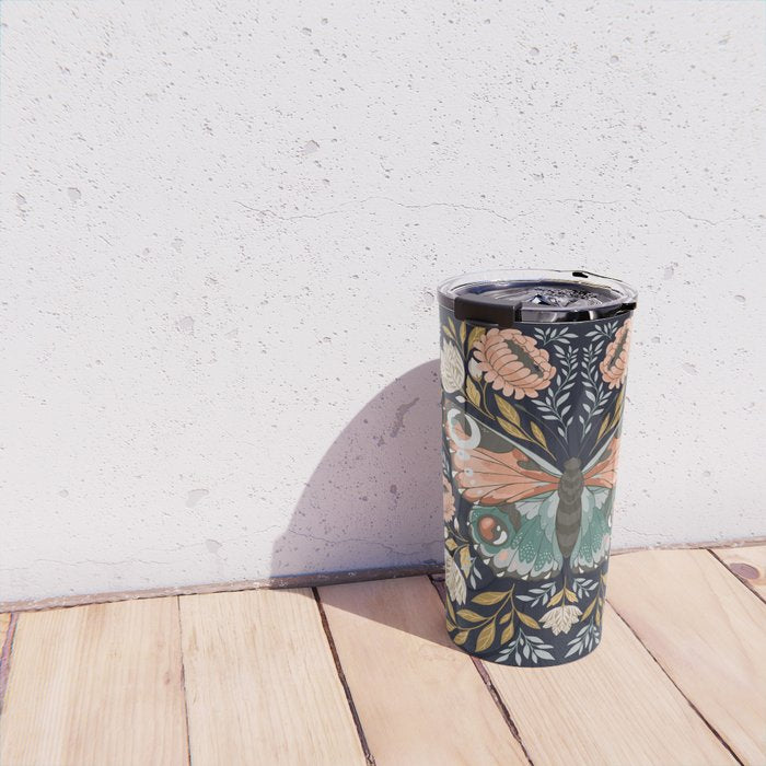 William Morris Butterfly - Midnight Garden Travel Mug Gallery Image 4