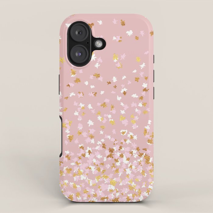 Floating Confetti - Pink Blush and Gold iPhone Case Gallery Image 1