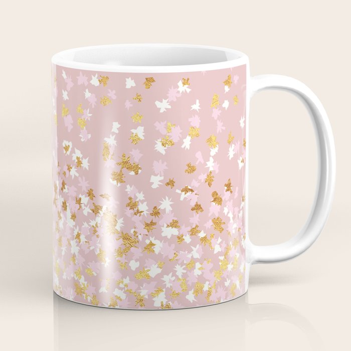 Floating Confetti - Pink Blush and Gold Coffee Mug Gallery Image 1