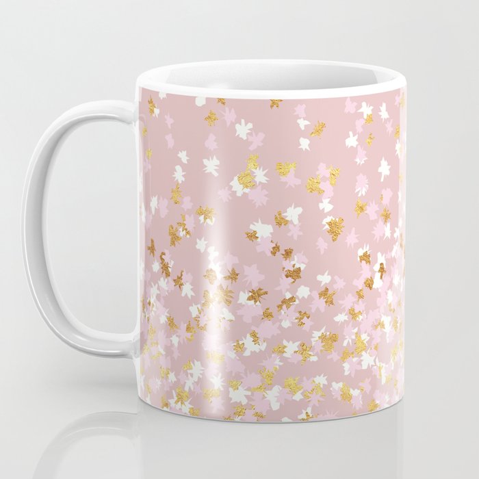 Floating Confetti - Pink Blush and Gold Coffee Mug Gallery Image 3