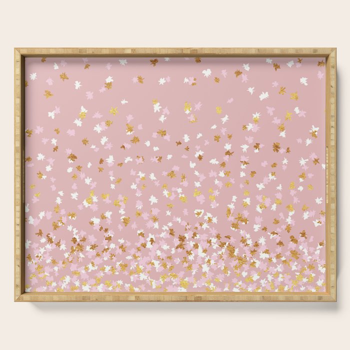 Floating Confetti - Pink Blush and Gold Serving Tray Gallery Image 1