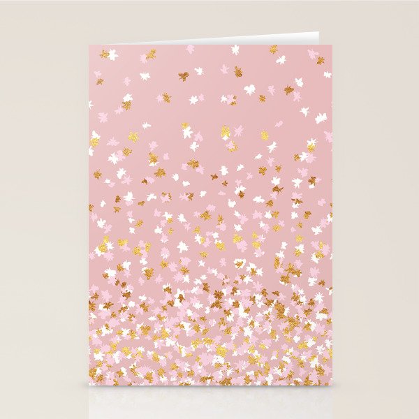 Floating Confetti - Pink Blush and Gold Stationery Card Gallery Image 1