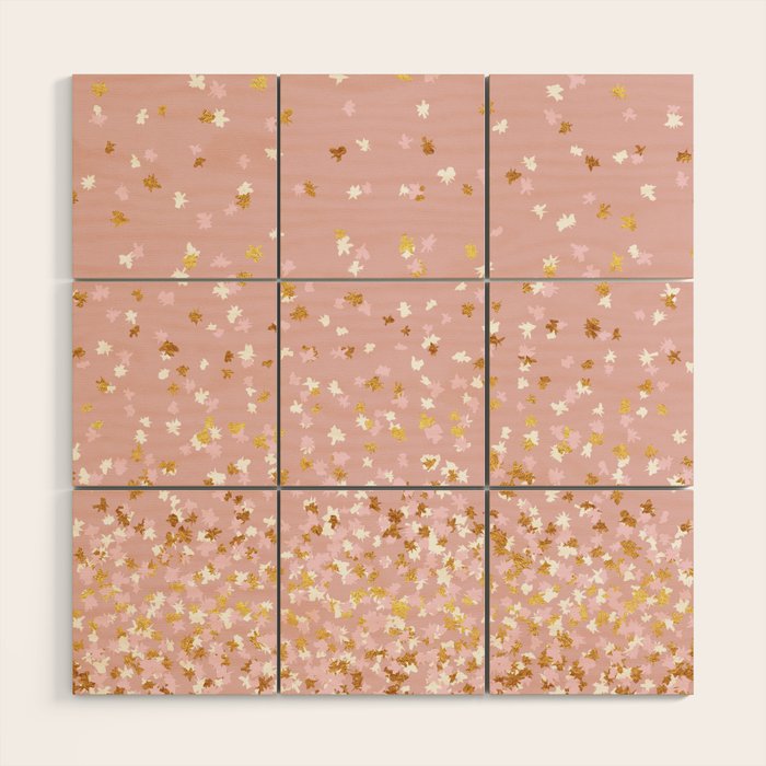 Floating Confetti - Pink Blush and Gold Wood Wall Art Gallery Image 1