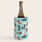 Hot dogs and lemonade // aqua background navy dachshunds Wine Chiller Gallery Image 3
