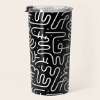 Abstract black and white line doodle pattern Travel Mug Gallery Image 3