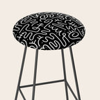Abstract black and white line doodle pattern Stool Gallery Image 2