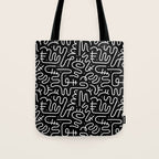 Abstract black and white line doodle pattern Tote Bag Gallery Image 1