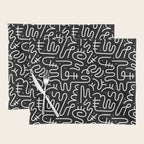 Abstract black and white line doodle pattern Placemat Gallery Image 1
