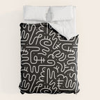 Abstract black and white line doodle pattern Comforter Gallery Image 6